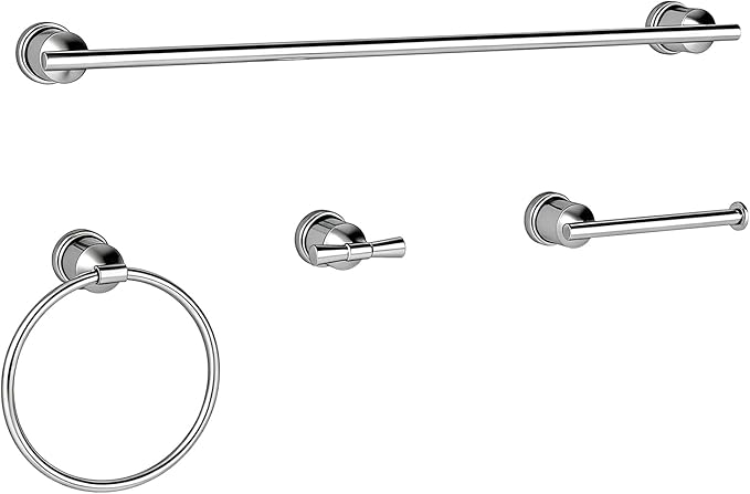 YUMORE Bright Bathroom Hardware Set 4 Pieces,Towel Bar Set Stainless Steel Wall Mounted