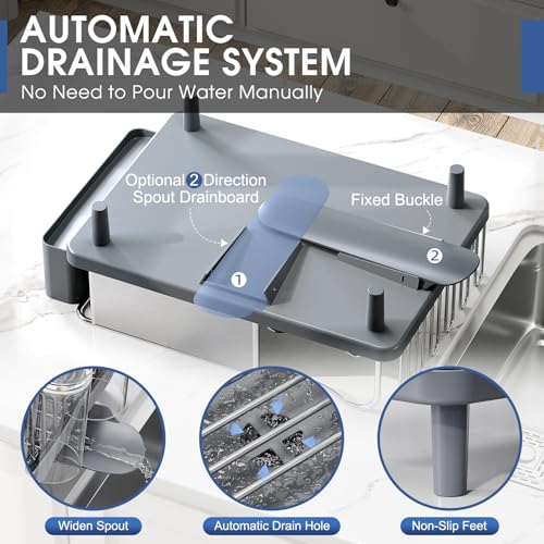 Urackify Stainless Steel Dish Drying Rack for Kitchen Counter - Image 6