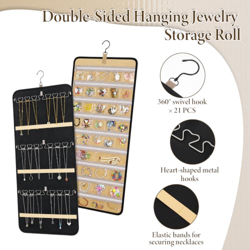 2 Pack Hanging Jewelry Organizer Storage with Zipper - Image 5