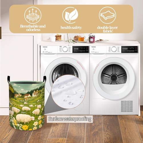 Rustic Sheep Laundry Basket, Countryside Flower | Home Organization - Image 6