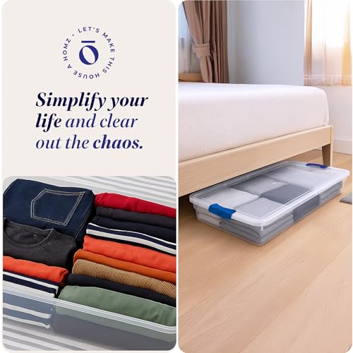 HOMZ Under Bed Clear Plastic Storage Bin w/Lid, 60 Qt - Image 7