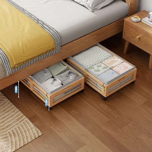 Under Bed Storage Containers with Wheels, Larger Bamboo - Image 4