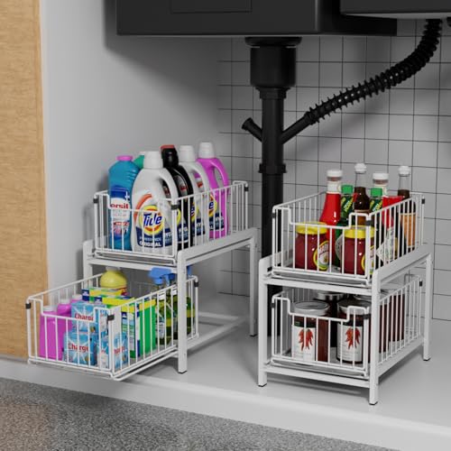 2-Tier Pull Out Cabinet Organizer, Slide Out Under Sink Organizer - Image 4