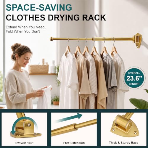 12" Wall Mounted Drying Rack, Foldable & Pull-Out Clothes Hanger - Image 6