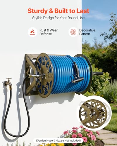VEVOR Wall Mounted Garden Hose Reel, Holds 200 ft of 5/8" Hose - Image 7