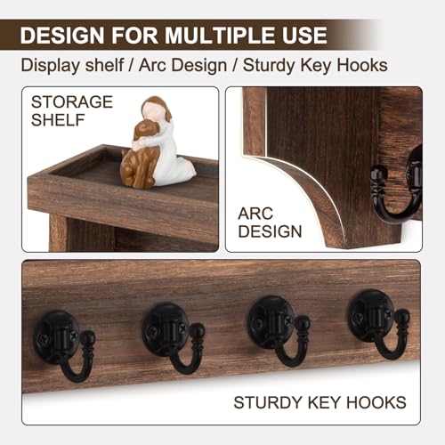 Key and Mail Holder Wall Mount, Mail Organizer with 5 Key Hooks - Image 5
