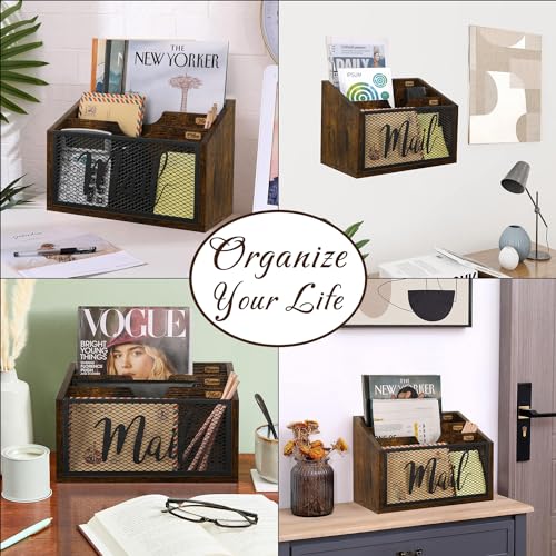 YINMIT Mail Organizer Countertop, 3-Slot Mail Holder for Desk - Image 7