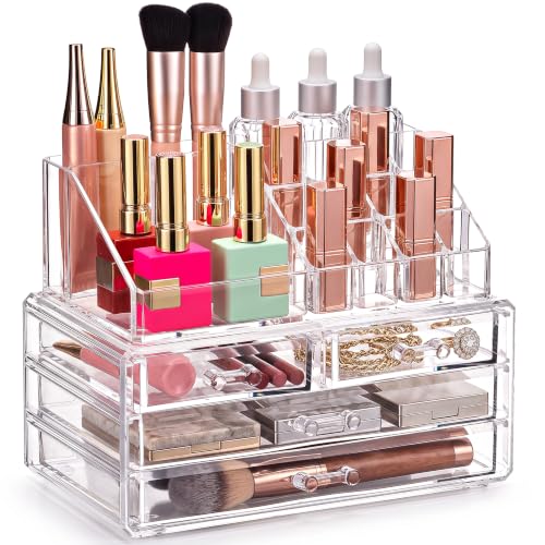 Masirs Clear Makeup Organizer with 4 Drawers 16 Comp | All Products - Image 2