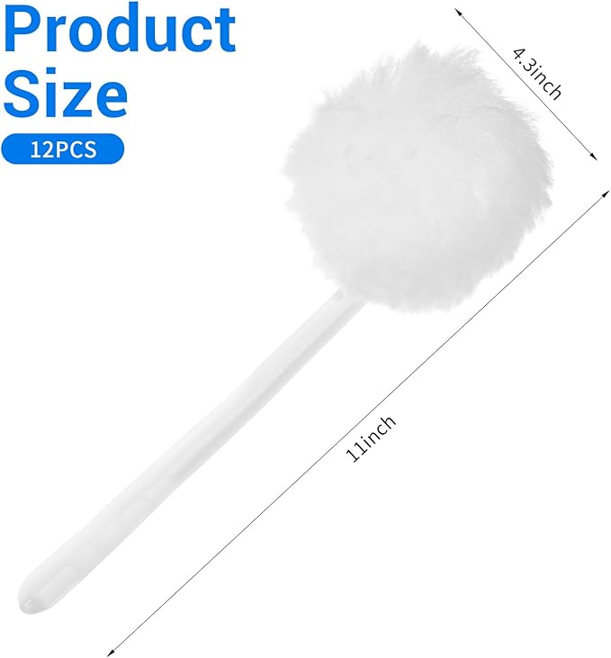12 Pack Toilet Bowl Brushes Disposable, White Soft Toilet Bowl Brushes with Long Plastic Handle, Silk Cotton Brush for Bathroom, Toilet Bowl, Washbasin, Bathtub & Tiles, 11 x 4.3 Inch