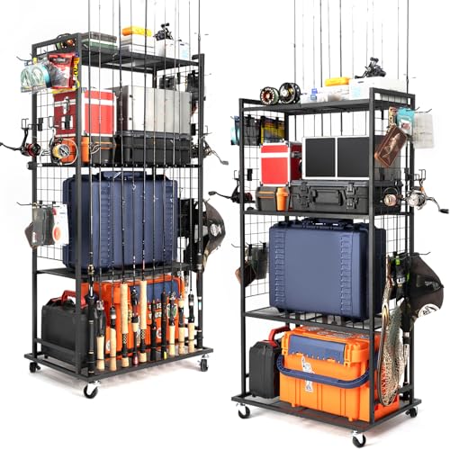 Fishing Rod Holder for 12 Rods, Rolling Fishing Pole | Garage Storage - Image 2