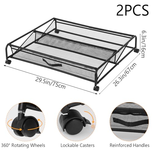 Under Bed Shoe Storage Organizer, 2-Pack Metal Mesh - Image 3