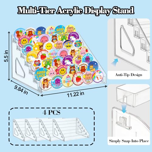 4 Pack 7 Tier Clear Acrylic Display Stand with Fence | All Products - Image 5