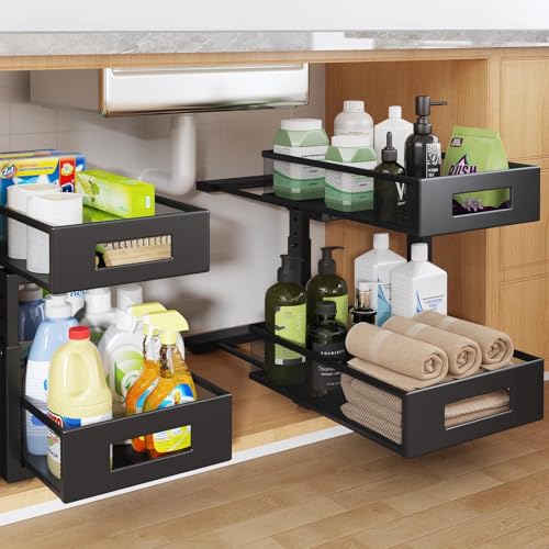 Under Sink Organizer, 2-Tier Dual Pull Out Cabinet | Home Organization - Image 2
