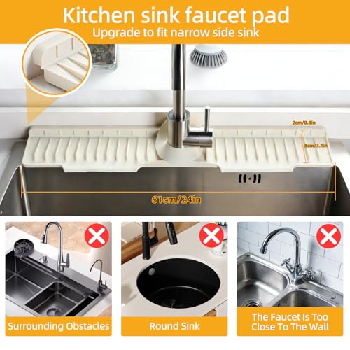 24" Silicone Sink Mat for Kitchen(Released in 2026), 2 PCS Beige - Image 3