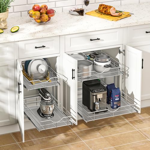 WelFurGeer 2-Tier Kitchen Cabinet Pullout Shelf and | Pull Out Organiz - Image 3