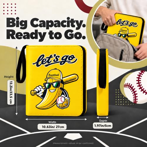 Baseball Card Binder, 9-Pocket, Holds 990 Cards, Yellow Banana - Image 4