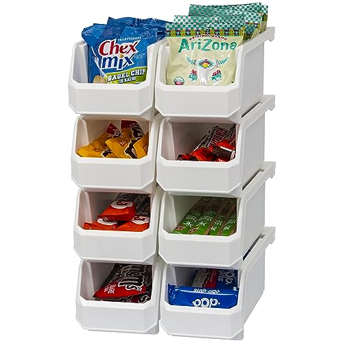 ReadySpace Medium Stackable Plastic Storage Bins, 8-Pack, White - Image 2