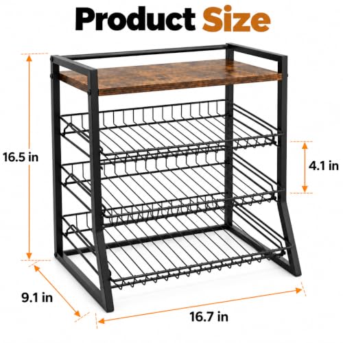 4-Tier Candy Display Rack, Countertop Snack Organizer with Wooden - Image 6