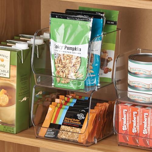 iDesign Stackable Open-Front Storage Bins, Set of 3, Clear - Image 3