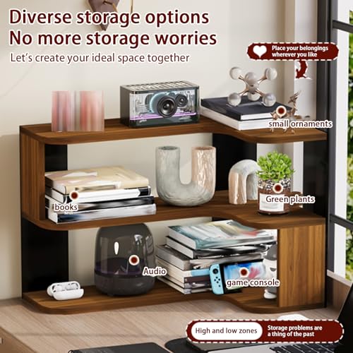 Desktop Organizer Shelf, Multi-Tier Space Saving Bookshelf - Image 5