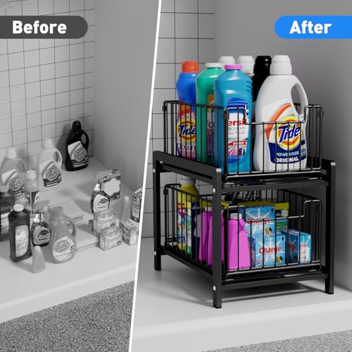 2-Tier Pull Out Cabinet Organizer, Slide Out Under Sink Organizer