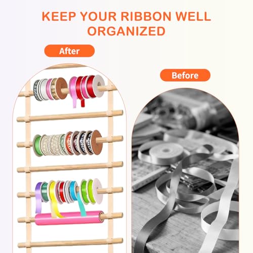 Over The Door Ribbon Organizer ：20 Tier Ribbon Holder Rack - Image 6