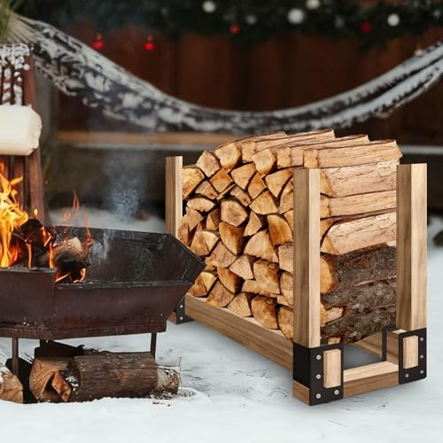 4 Pcs Firewood Rack Indoor Outdoor, Adjustable Bracket - Image 8