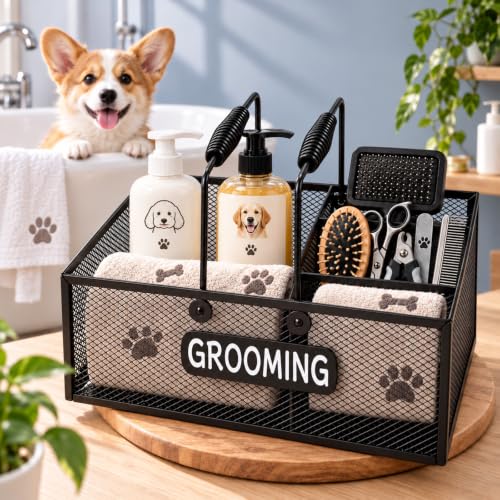 Pethiy Pet Grooming Organizer, 6-Compartment Dog Grooming Caddy - Image 4