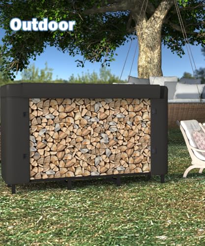 4ft Firewood Rack Holder with Cover, Adjustable Heavy Duty - Image 7