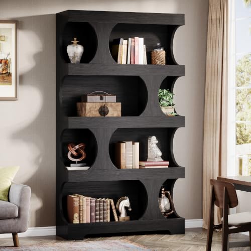 Tribesigns 71" Tall Black Bookcase, 4-Tier Wood Bookshelf - Image 3