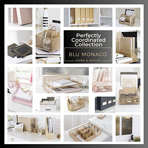 BLU MONACO | White Wood Desk Organizer with Drawer | Compact - Image 8
