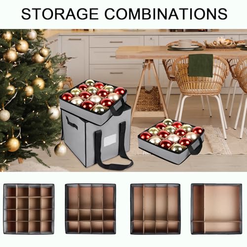 Christmas Ornament Storage Box with Dividers, Holds 64 Balls - Image 7