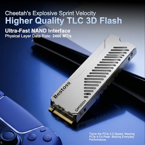 Bestoss 2TB PCIe4.0 NVMe M.2 2280 SSD with Heatsink, PS5 Storage - Image 3