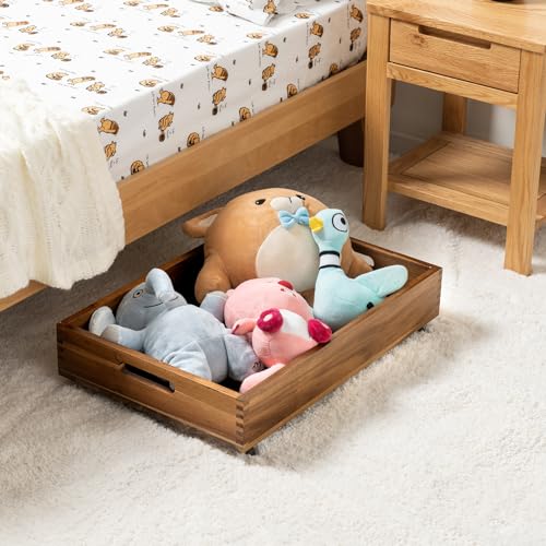 MyGift 24 Inch Premium Acacia Solid Wood Under Bed Storage - Image 3