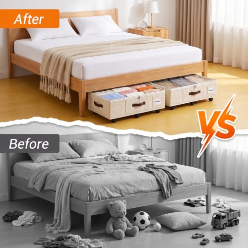 2 Pack Underbed Storage Boxes with Wheels, White - Image 7