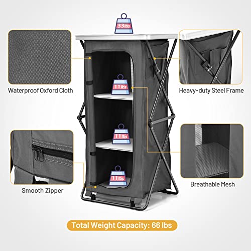 GIANTEX Folding Camping Storage Cabinet with 3 Shelves - Image 8