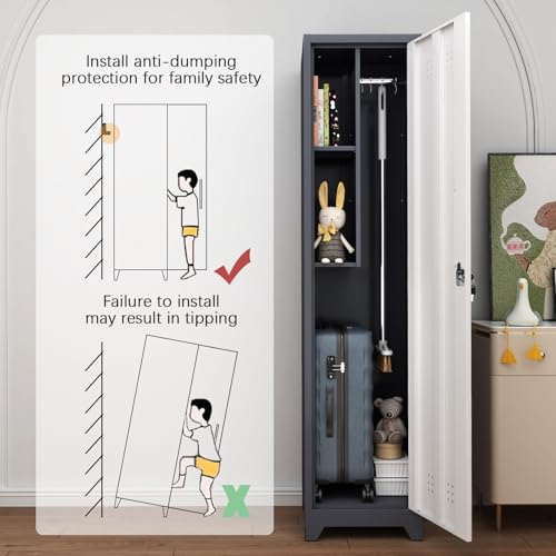 GREATMEET Broom Storage Cabinet, Slim Metal Utility Cabinet - Image 5