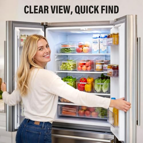 Pull Out Fridge Organizer Bins with Wheels, 8 Dividers, 2-Pack - Image 7
