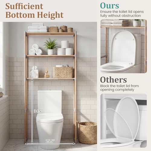 Giantex Over The Toilet Storage Shelf, 3-Tier Pine Wood - Image 7