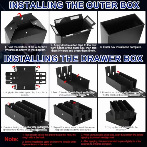 6 Pack Card Storage Box Toploader,3 Drawer,Black - Image 5