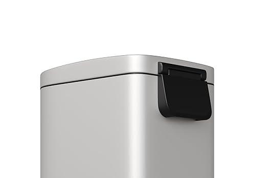 Stainless Steel Bathroom Trash Can with Lid, Slim Waterproof Garbage Can, Small Step-on Metal Trash Bin with Soft Close Lid, Inner Bucket & Rear Handle for Bathroom, Bedroom, Kitchen