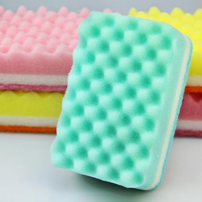 10pcs High-Density Small Wave Sponges Kitchen Sponges Non-Scratch Dish Scrubbing Pads for Kitchen Bathroom Car, Random Colors
