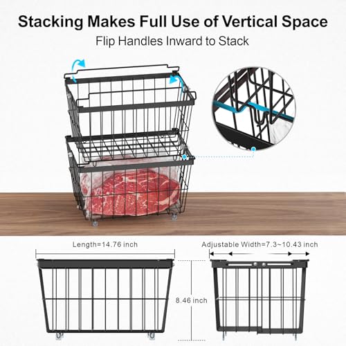 Freezer Organizer Bins - Adjustable Width & Extra Depth, 3 Pack - Image 3