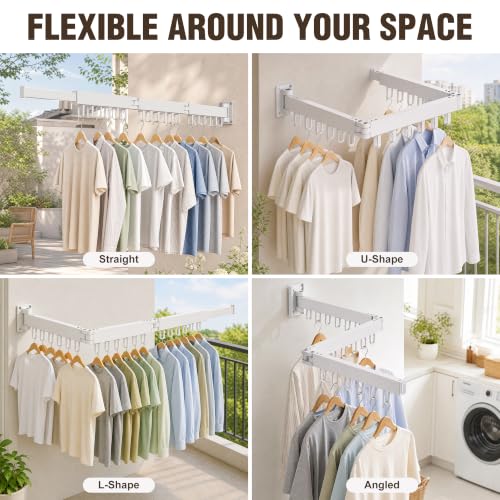 AKTOP Wall Mounted Clothes Drying Rack, Tri-Fold Laundry - Image 6