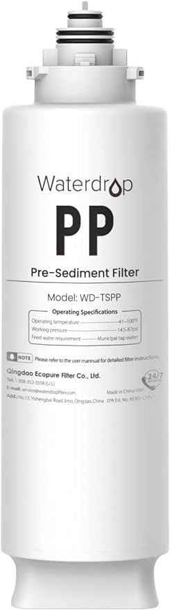 Waterdrop TSPP Under Sink Sediment Water Filter, Replacement TSU-W 3-Stage Ultra-Filtration Under Sink Water Filter System, 1 Pack