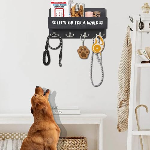 Wood Dog Leash Holder for Wall, with 4 Double Key Hooks - Image 6