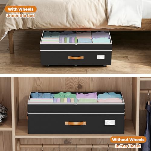 Budding Joy 80L 2 Pack Adjustable Under Bed Storage with Wheels - Image 6