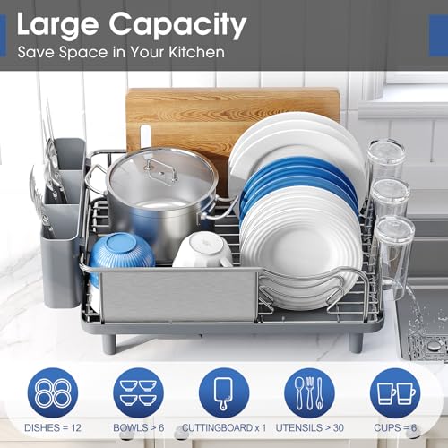 Urackify Stainless Steel Dish Drying Rack for Kitchen Counter - Image 3