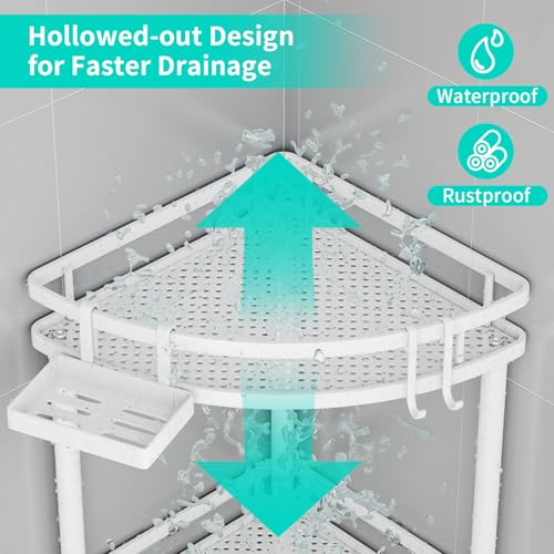 HapiRm Standing Corner Shower Caddy - 3 Tier Large Capacity - Image 4