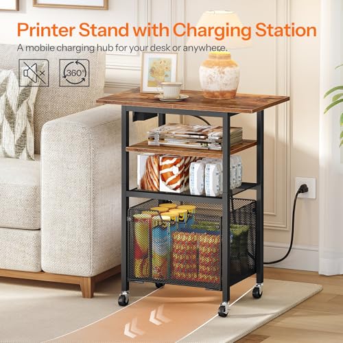 HOOBRO Printer Stand with Hanging File Drawer, Rolling - Image 5